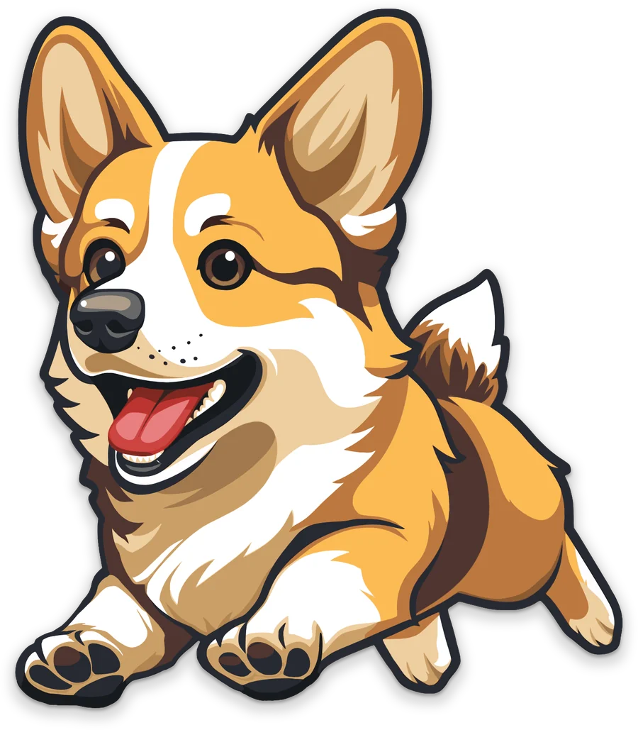 Corgi Race Vilnius 2026 mascot, a cartoon corgi running