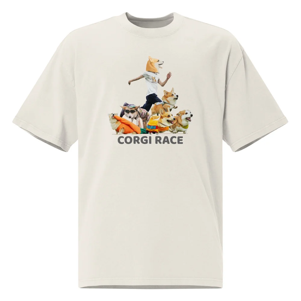 Laisvo kirpimo marškinėliai / Corgi Race