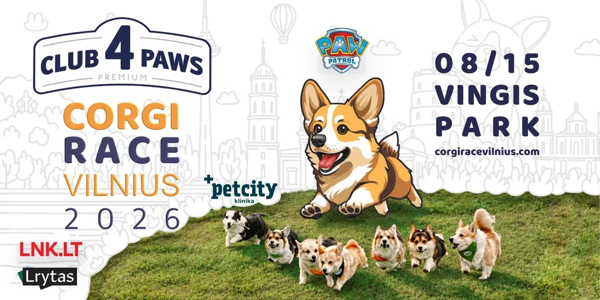 Corgi Race Vilnius 2026 – August 15 at Vingis Park, tickets on Paysera